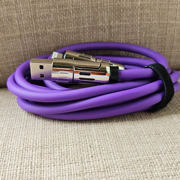 Fast Charging Data Cable Purple 2 in 2 USB Lighting USB Type C 2 Meters Unbrand - Picture 3 of 12